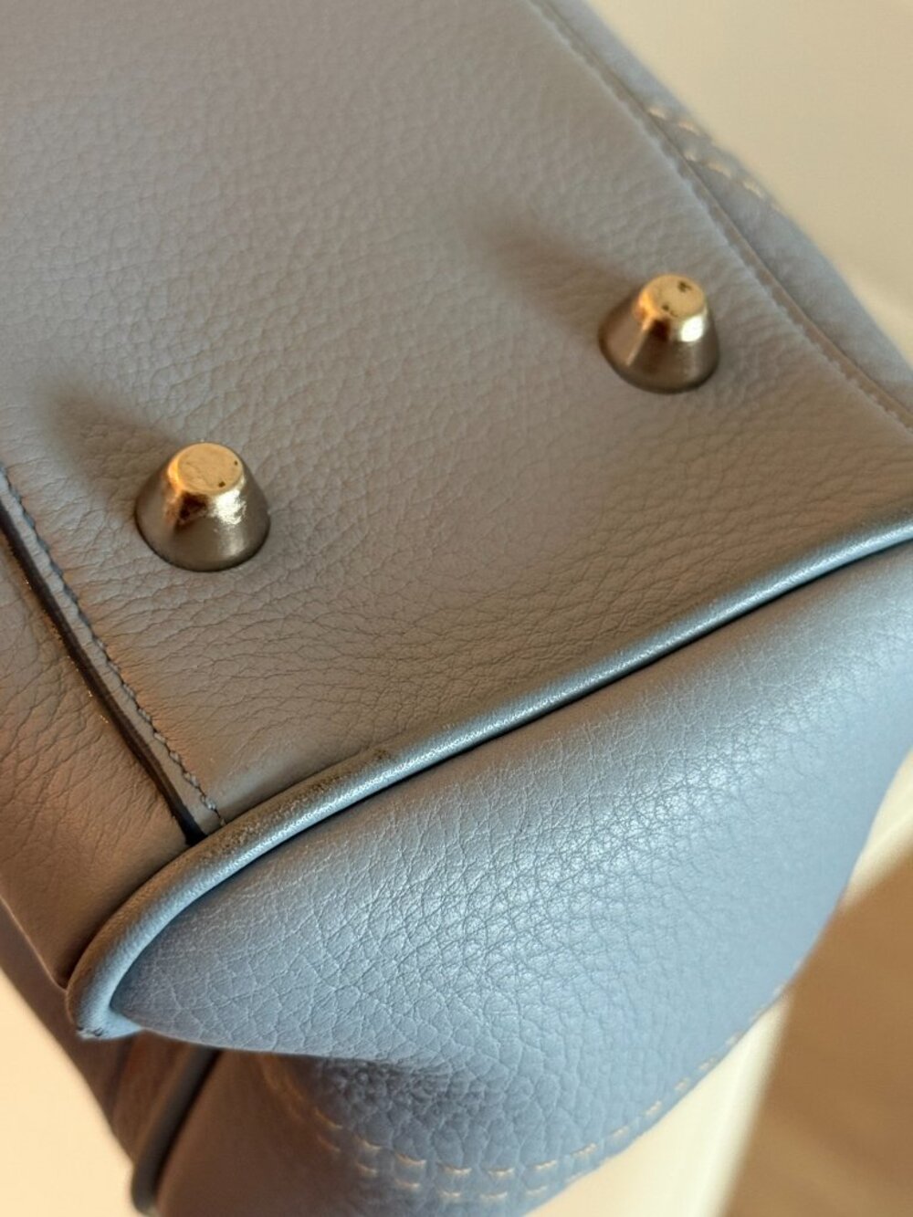 RARE Vintage Y2K Coach Hamptons Light Blue Leather Belted Carryall Satchel Bag - Picture 6 of 8